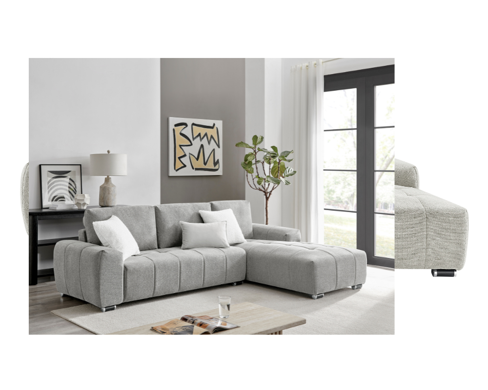 Zuma Left hand Corner Sofa Silver