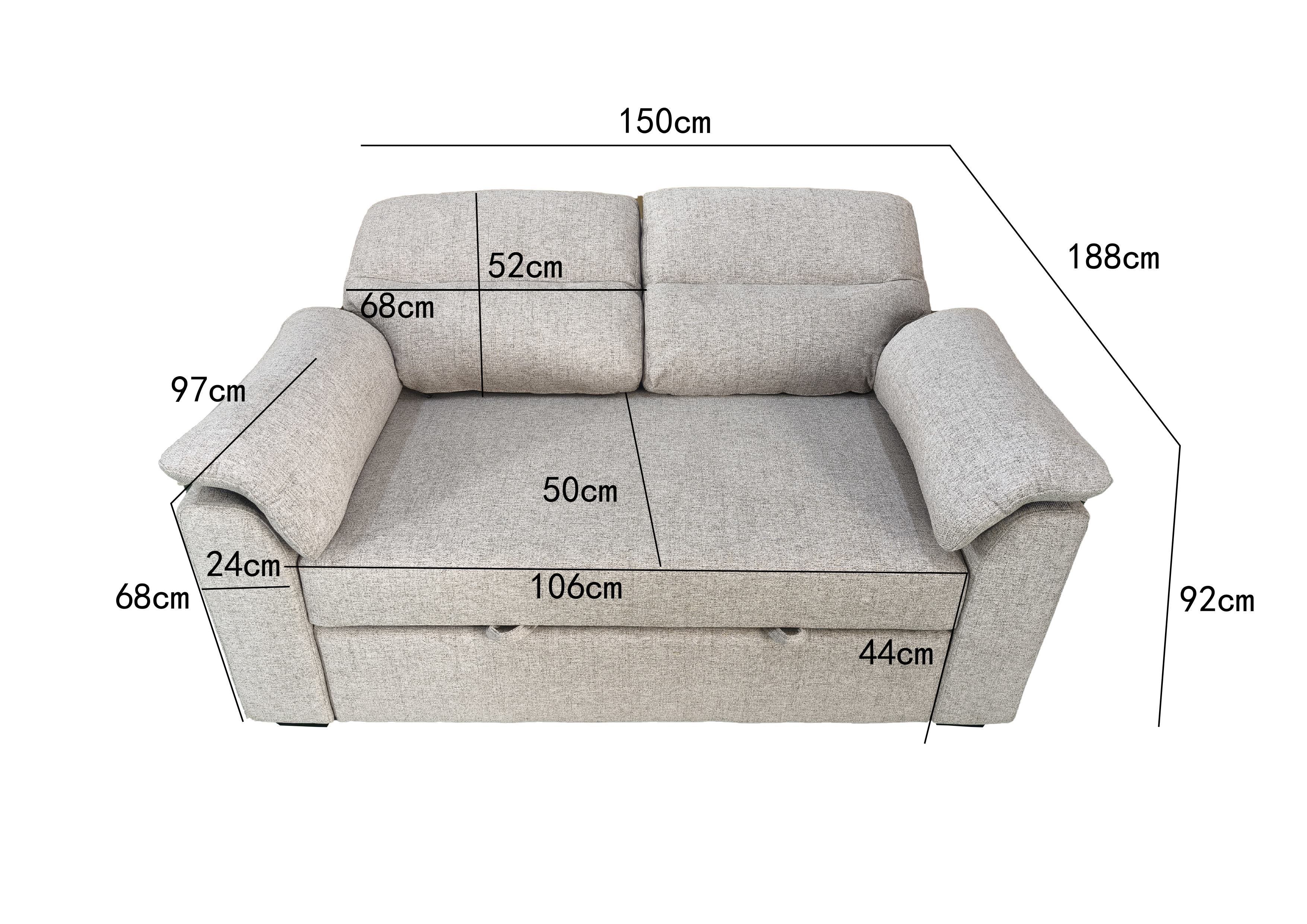 Viva 2 seater pull out sofa bed With Folded Back Beige