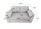Viva 2 seater pull out sofa bed With Folded Back Silver
