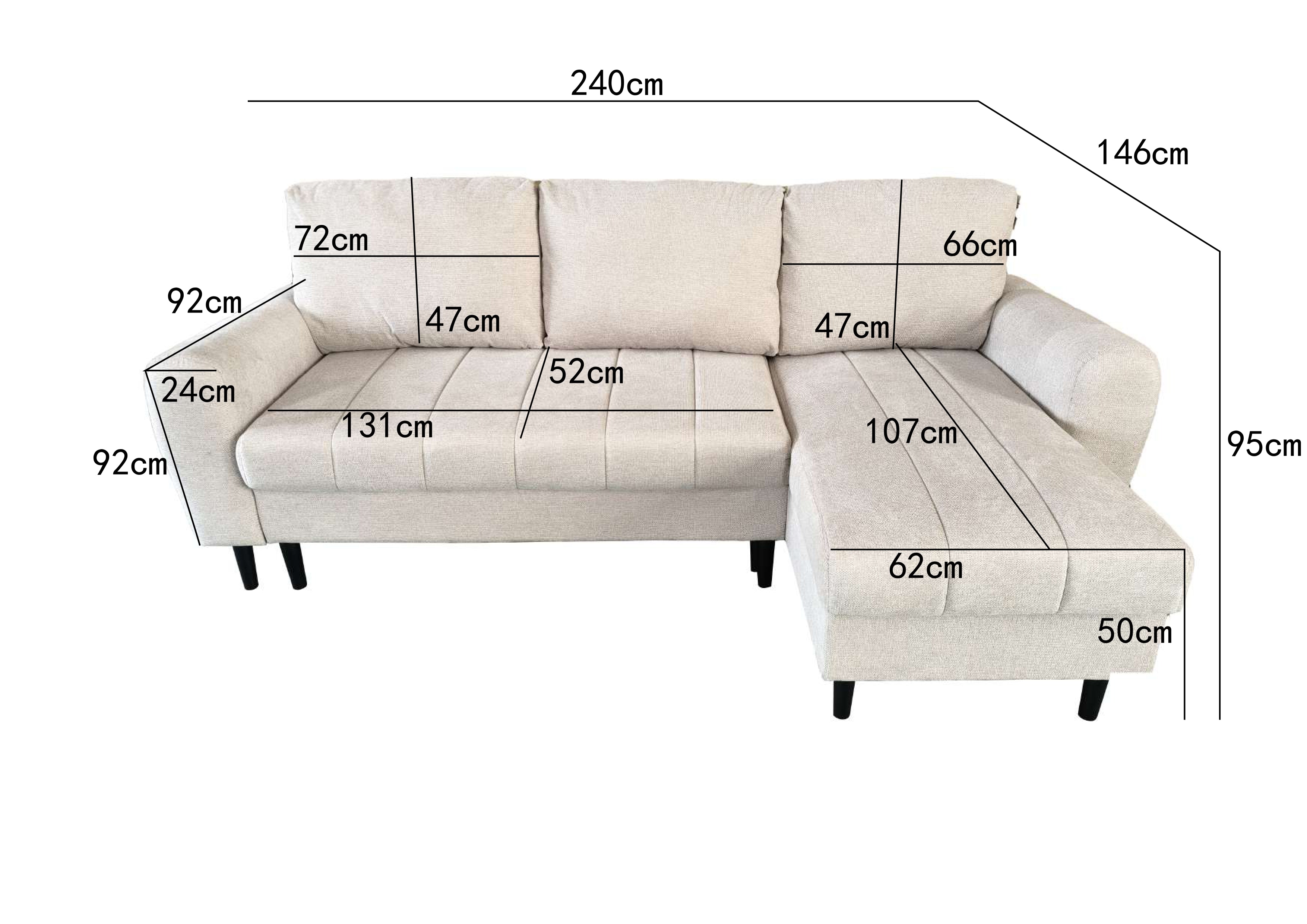 Amora Universal Corner Sofa bed With Storage Beige