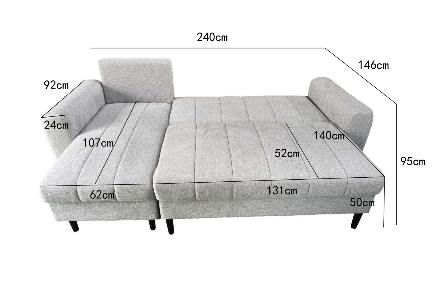Amora Universal Corner Sofa bed With Storage Silver