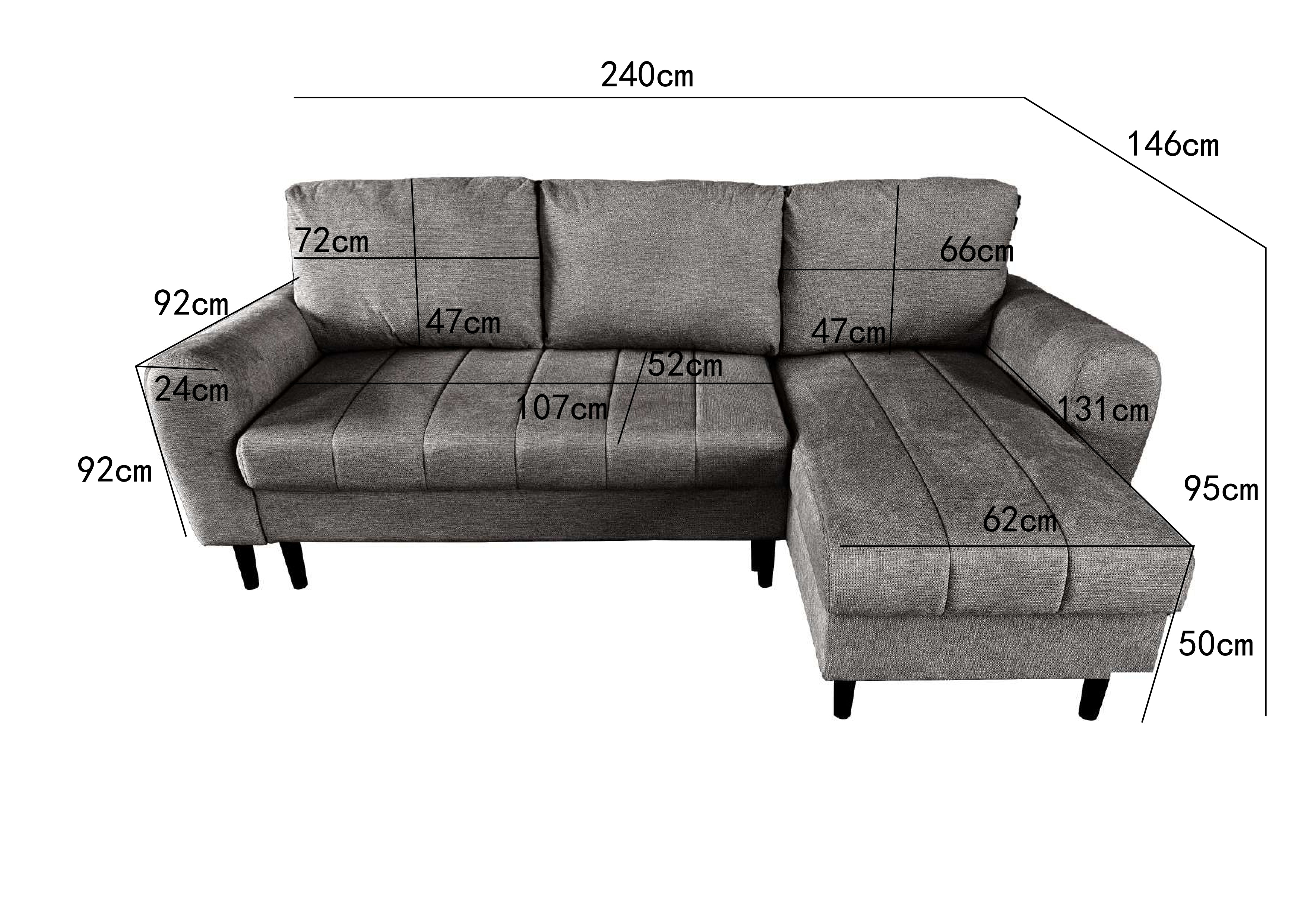 Amora Universal Corner Sofa bed With Storage Grey