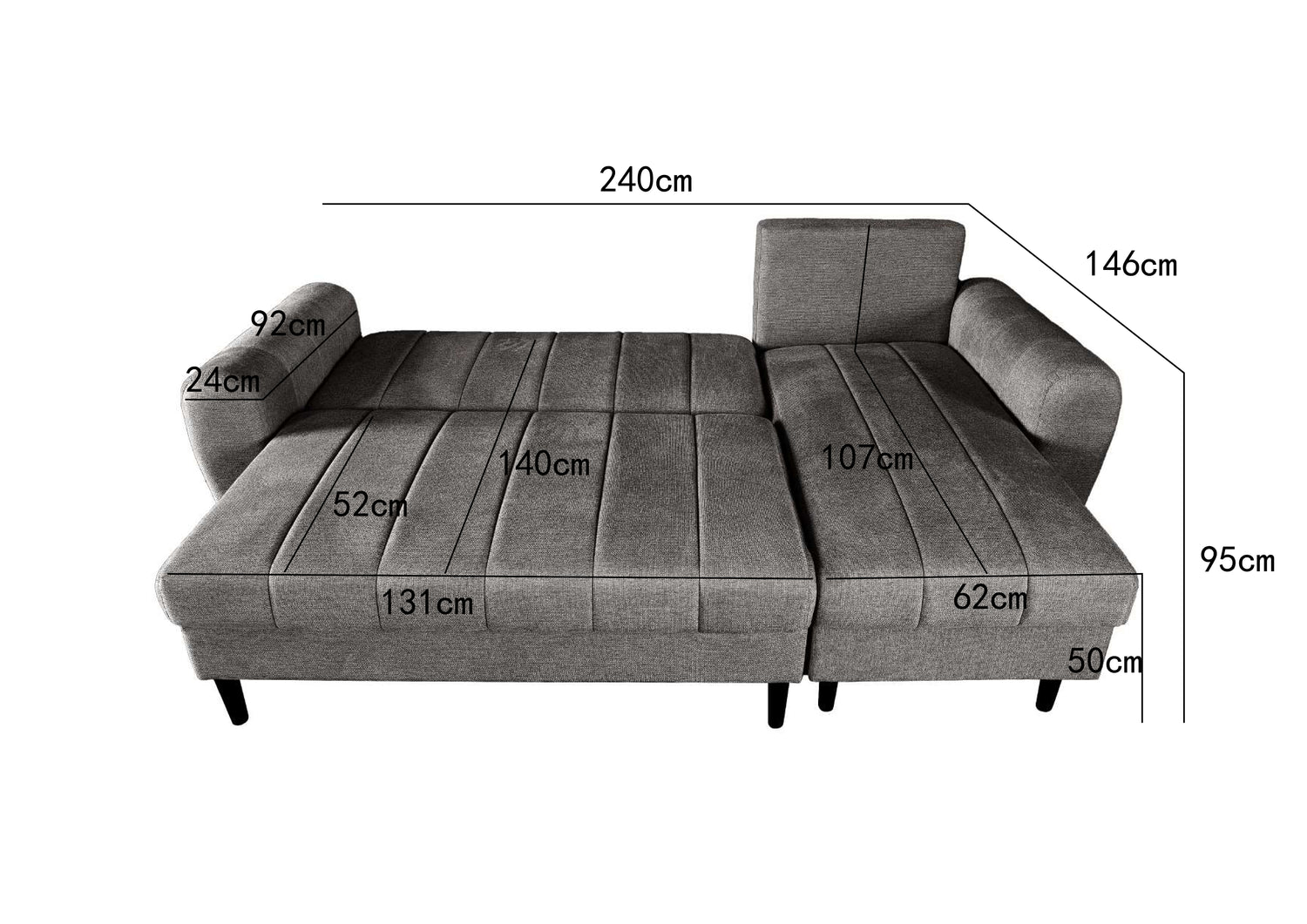 Amora Universal Corner Sofa bed With Storage Grey