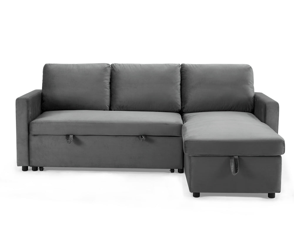 Luca Velvet Pull Out Sofa Bed Grey