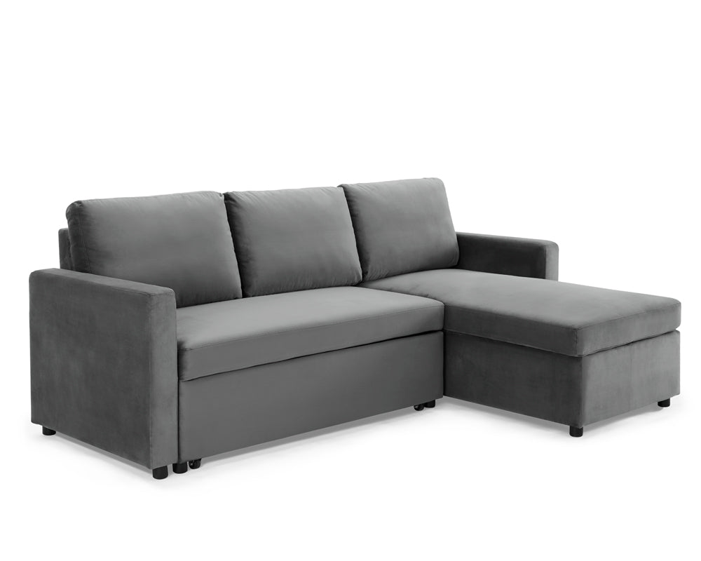 Luca Velvet Pull Out Sofa Bed Grey