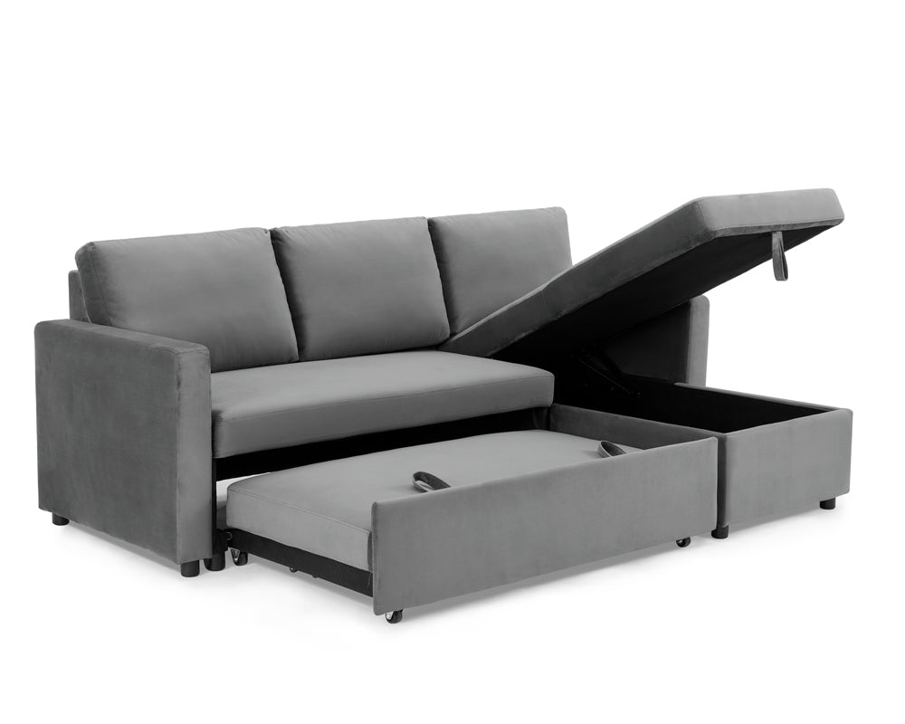 Luca Velvet Pull Out Sofa Bed Navy
