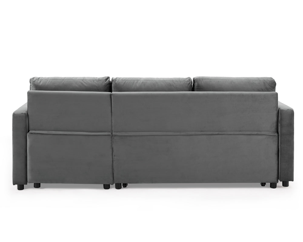Luca Velvet Pull Out Sofa Bed Grey