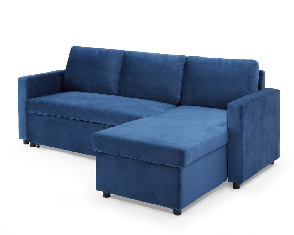 Luca Velvet Pull Out Sofa Bed Navy
