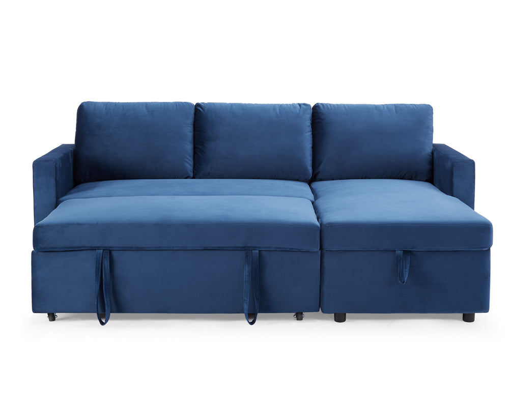 Luca Velvet Pull Out Sofa Bed Grey