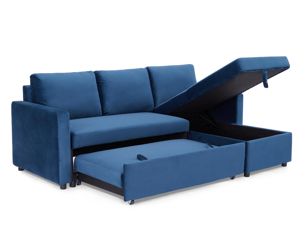 Luca Velvet Pull Out Sofa Bed Grey