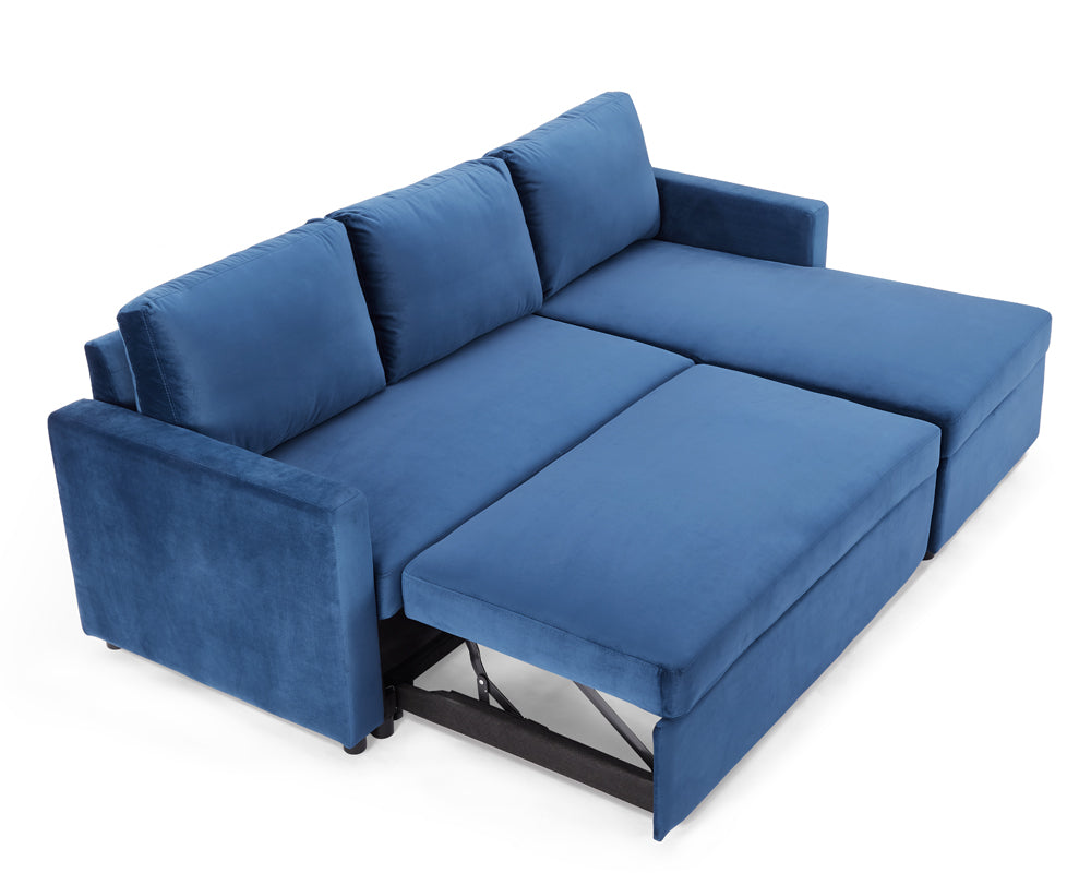 Luca Velvet Pull Out Sofa Bed Grey