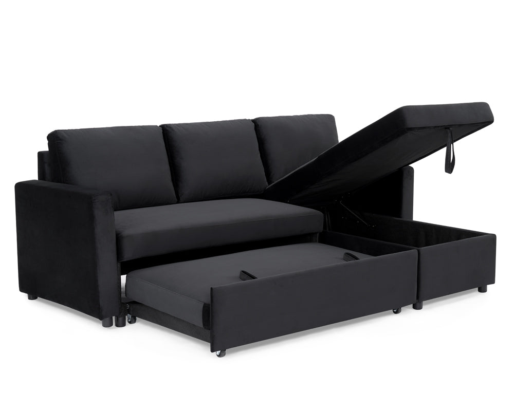 Luca Velvet Pull Out Sofa Bed Grey