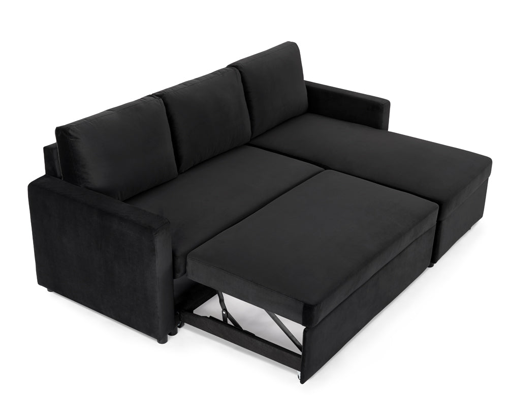 Luca Velvet Pull Out Sofa Bed Grey