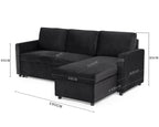 Luca Velvet Pull Out Sofa Bed Navy