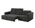 Brambury 3 seater Electric Recliner sofa with remote - Triple Motorized Sliding Seats & Adjustable Headrest Grey