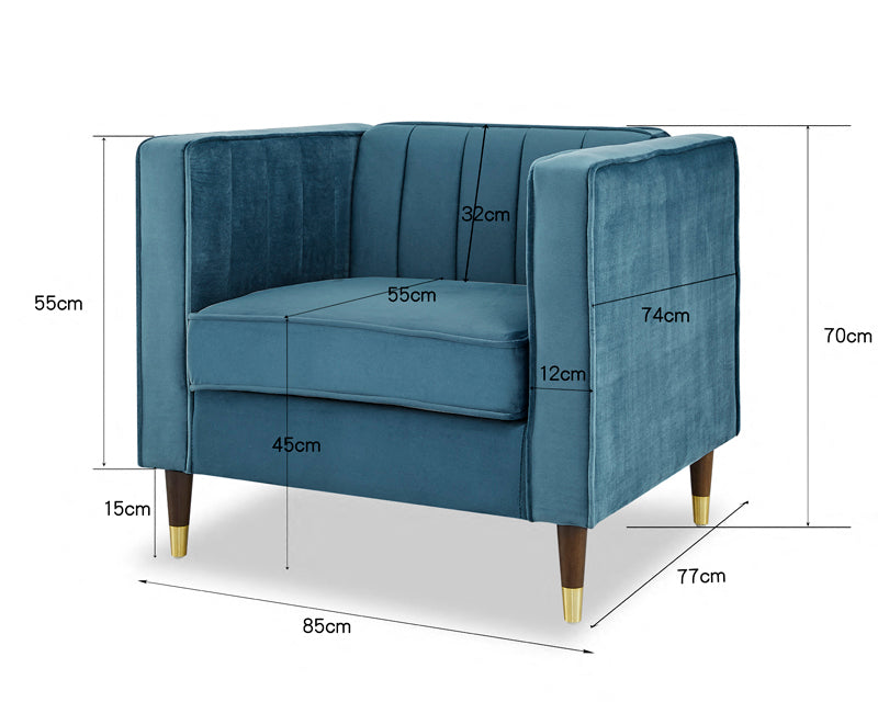 Thatcher Velvet 1 Seater Sofa