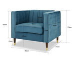 Thatcher Velvet 1 Seater Sofa