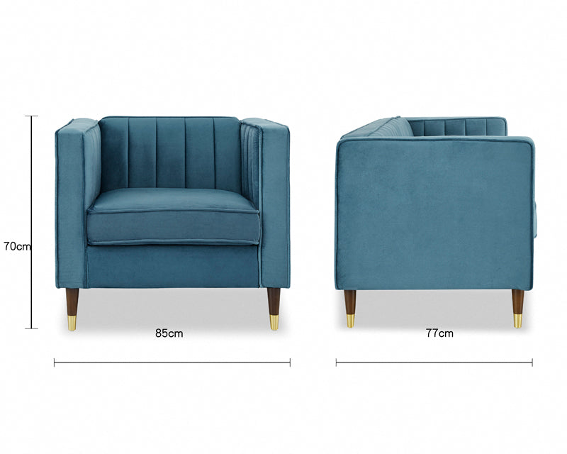 Thatcher Velvet 1 Seater Sofa