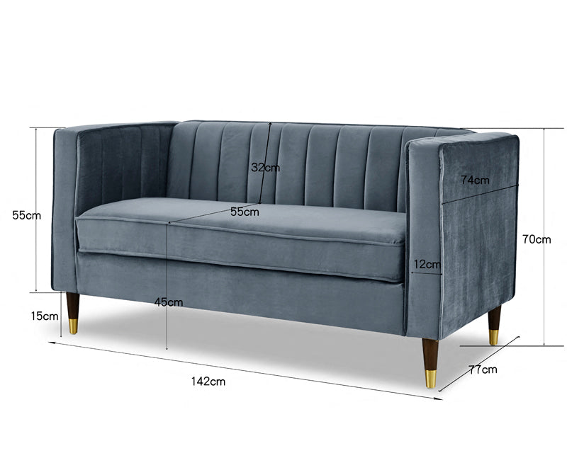 Thatcher Velvet 2 Seater Sofa