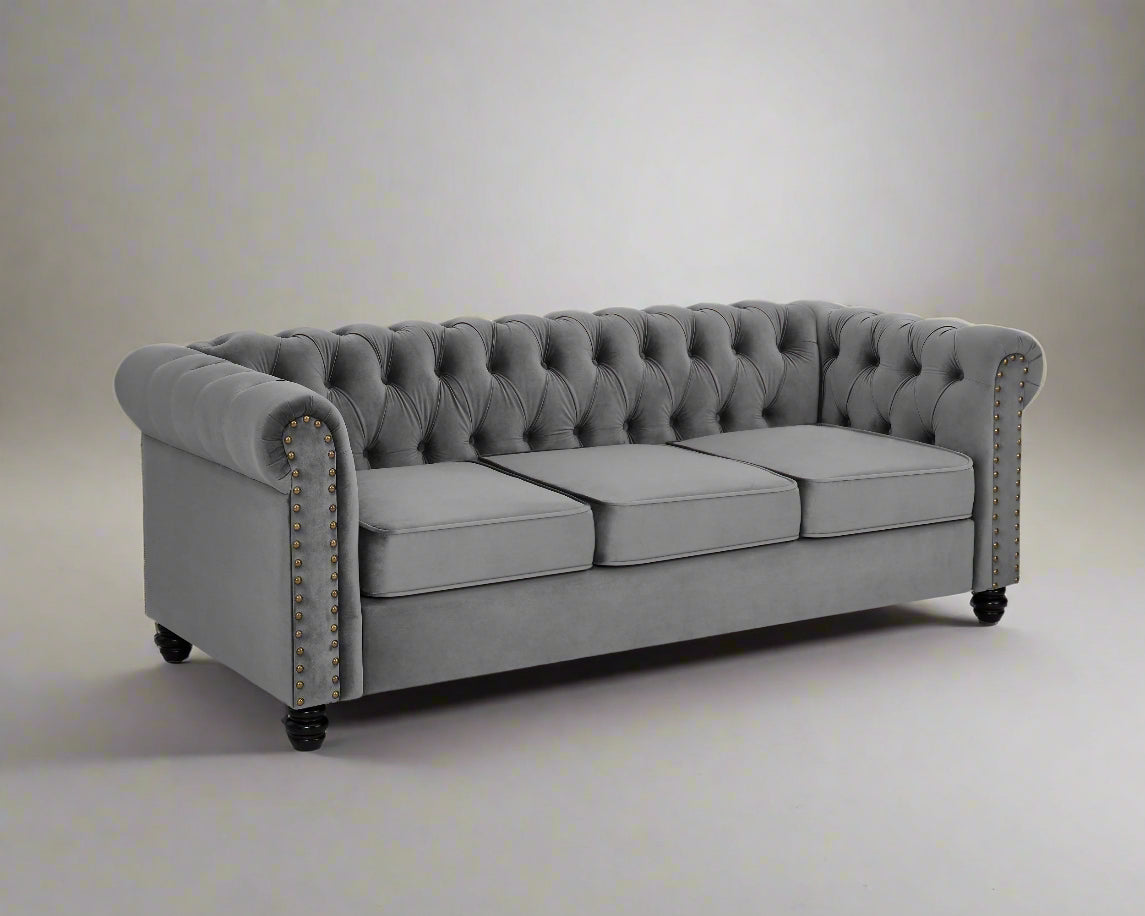 Ellington Studded Velvet 3 Seater Sofa