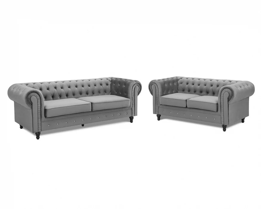 Ellington Studded Velvet 2+3 Seater Sofa