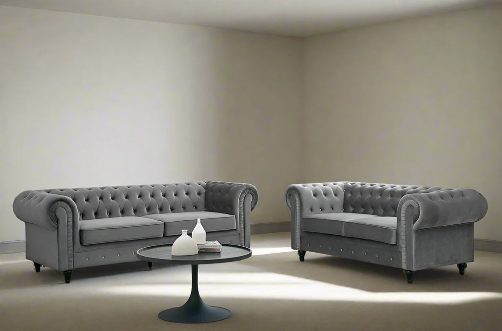 Ellington Studded Velvet 2+3 Seater Sofa