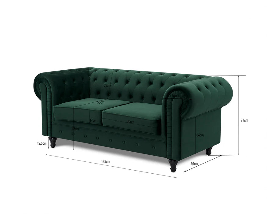 Ellington Studded Velvet 2 Seater Sofa