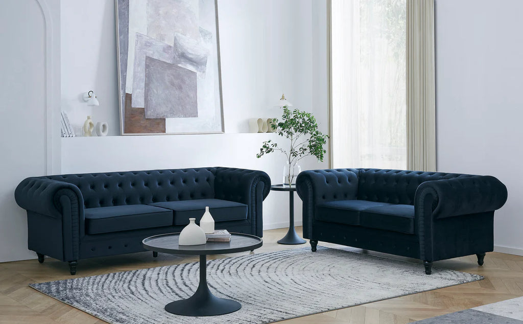 Ellington Studded Velvet 2+3 Seater Sofa