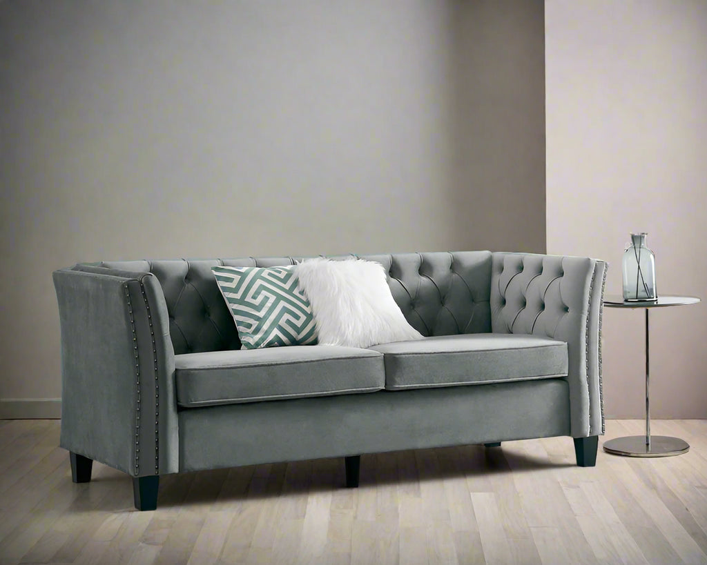 Chandler Light Grey Velvet Sofa 2+3 Seater