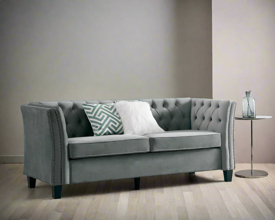 Chandler Light Grey Velvet Sofa 2+3 Seater