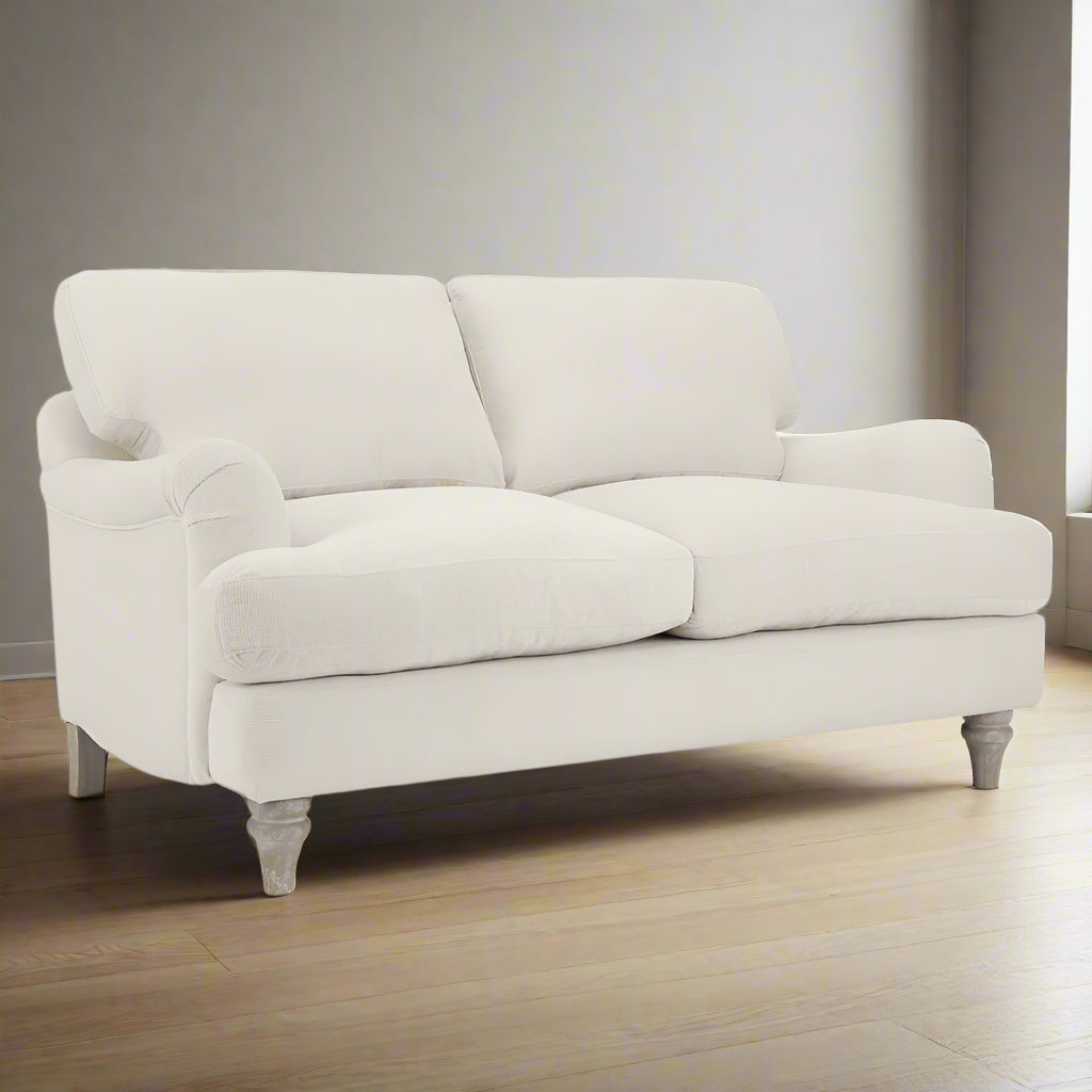 Mason Ivory Linen Fabric 2 Seater Sofa