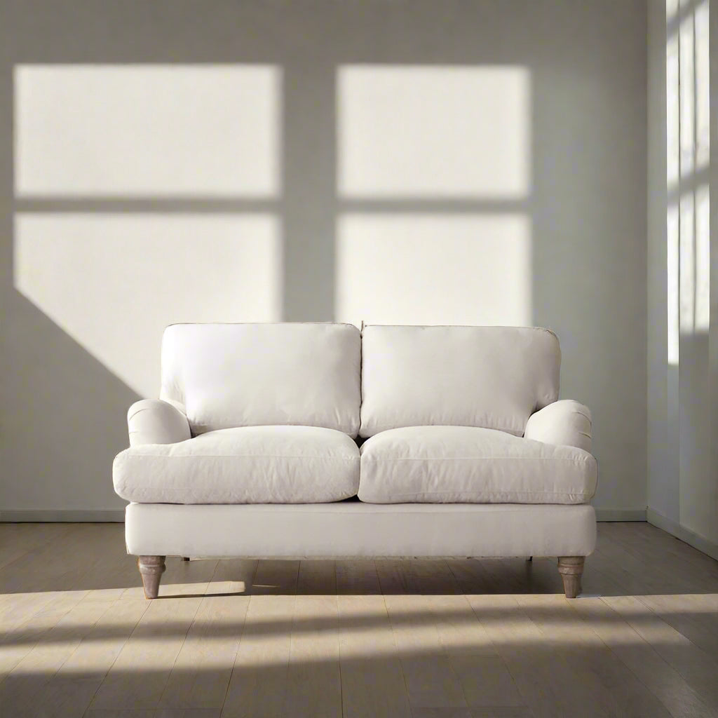 Mason Ivory Linen Fabric 2+3 Seater Sofa