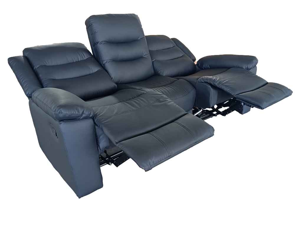 Roma 1 Seater Manual Recliner Anti Scratch Leather Black
