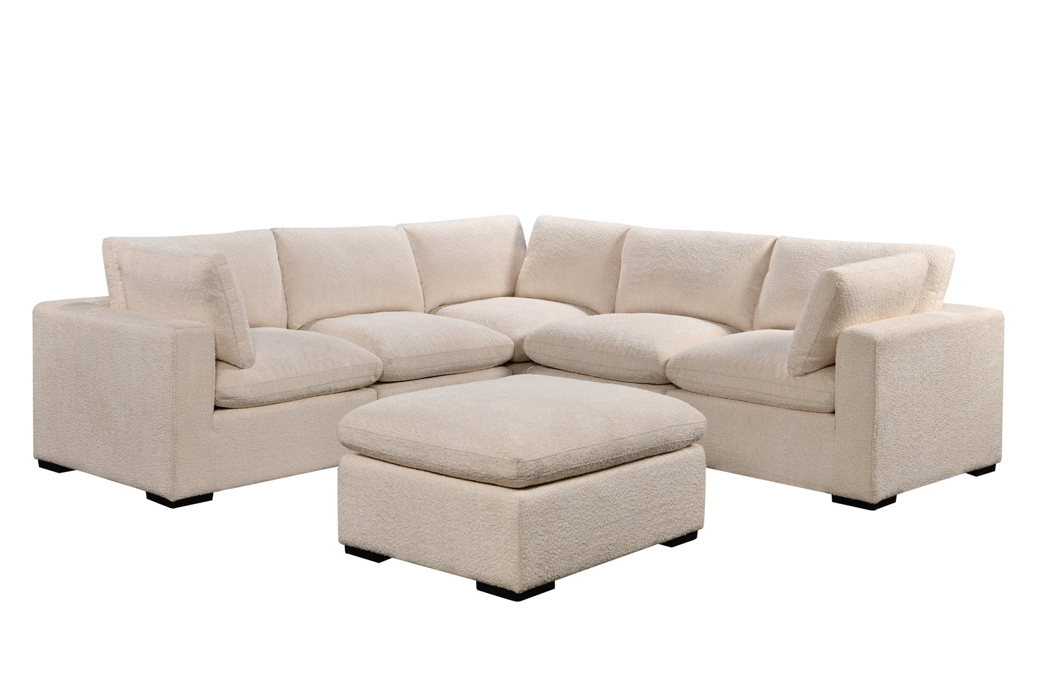 Modulo 5 seater Modular Corner Duck feather cushions Boucle Cream