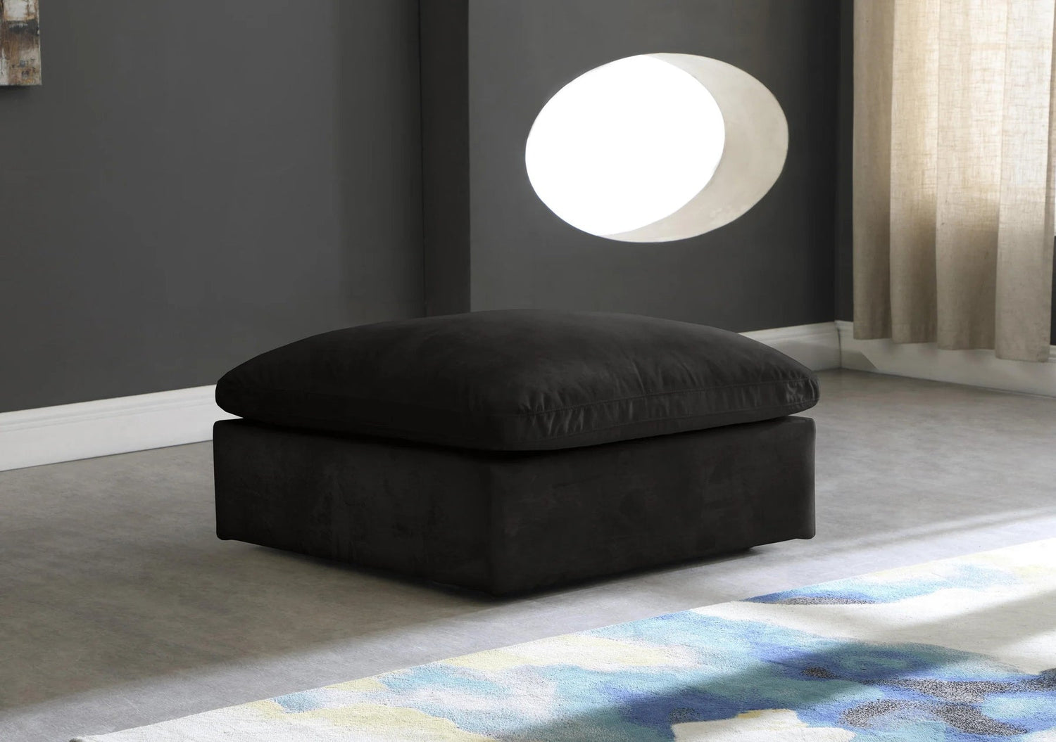 Cozy Duck Feather FootStool Black