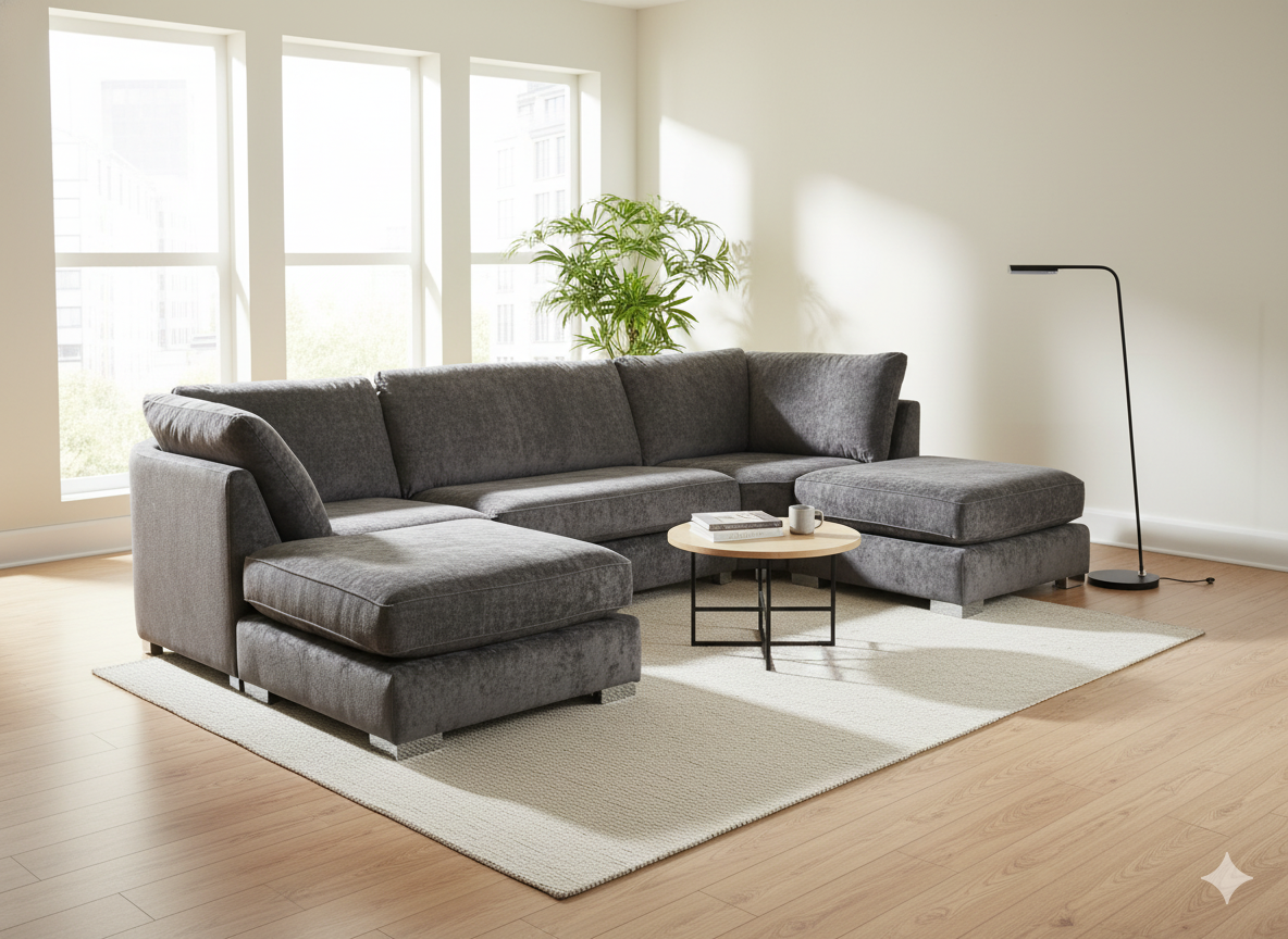 Bishop U shape FullBack Sofa Alaska Coal