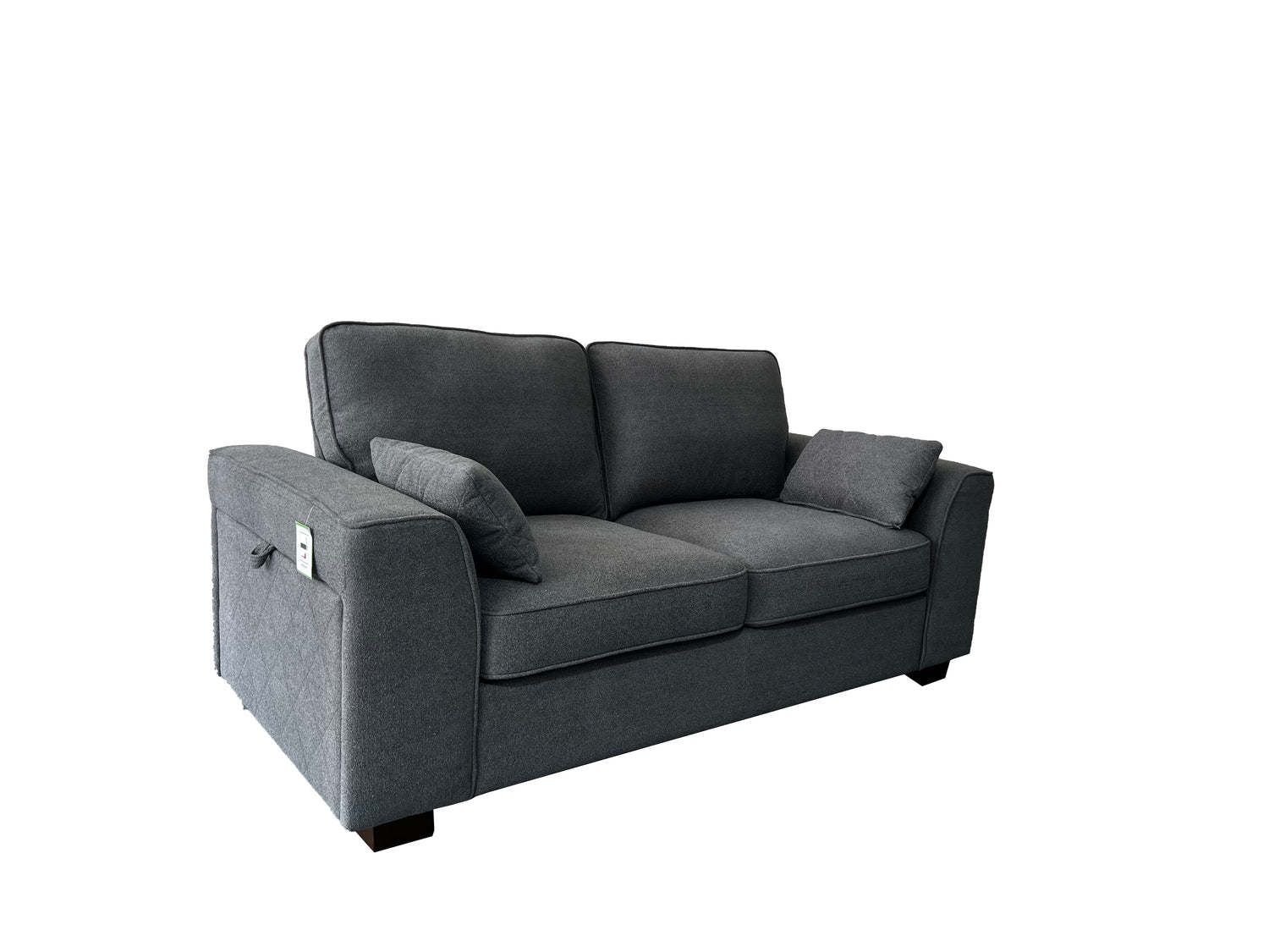 Henley 2 Seater Sofa Set with Cupholder on Side and and Storage Grey