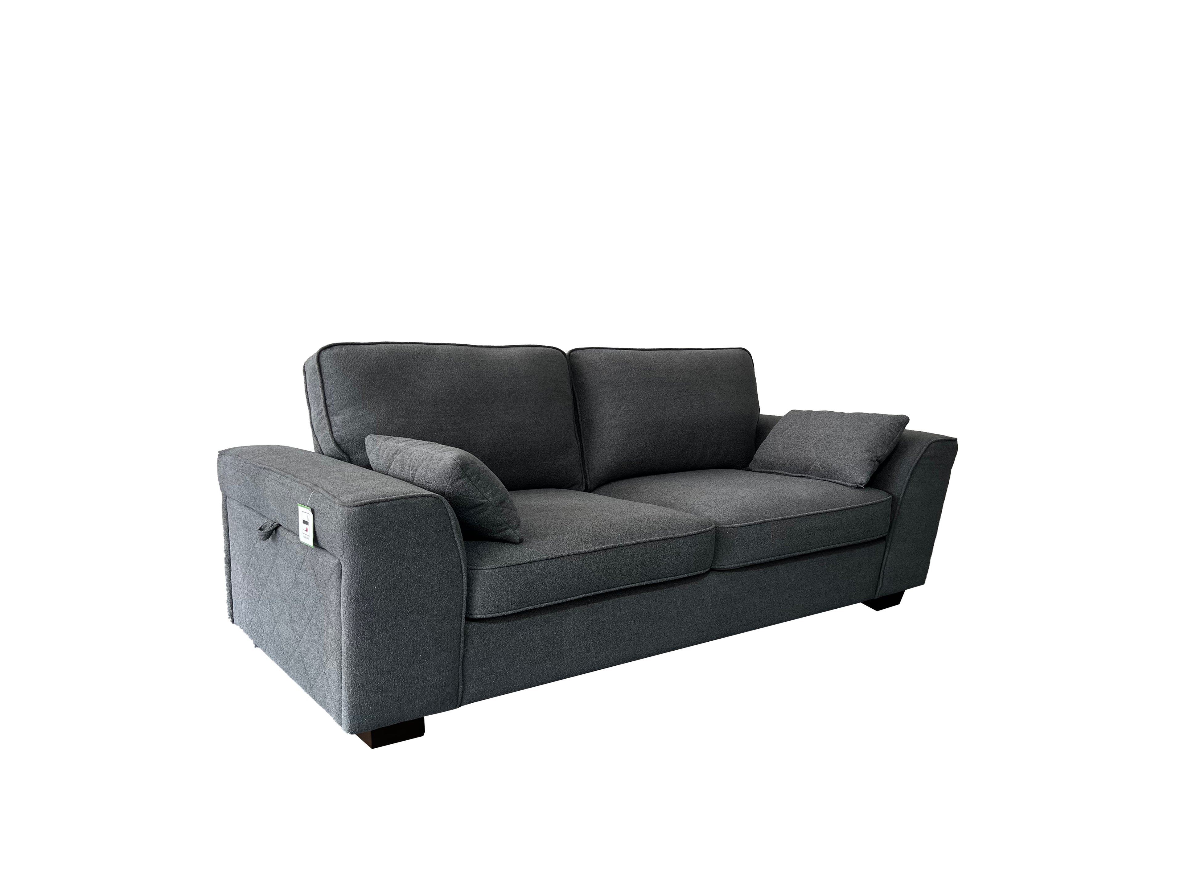 Henley 2 Seater Sofa Set with Cupholder on Side and and Storage Grey