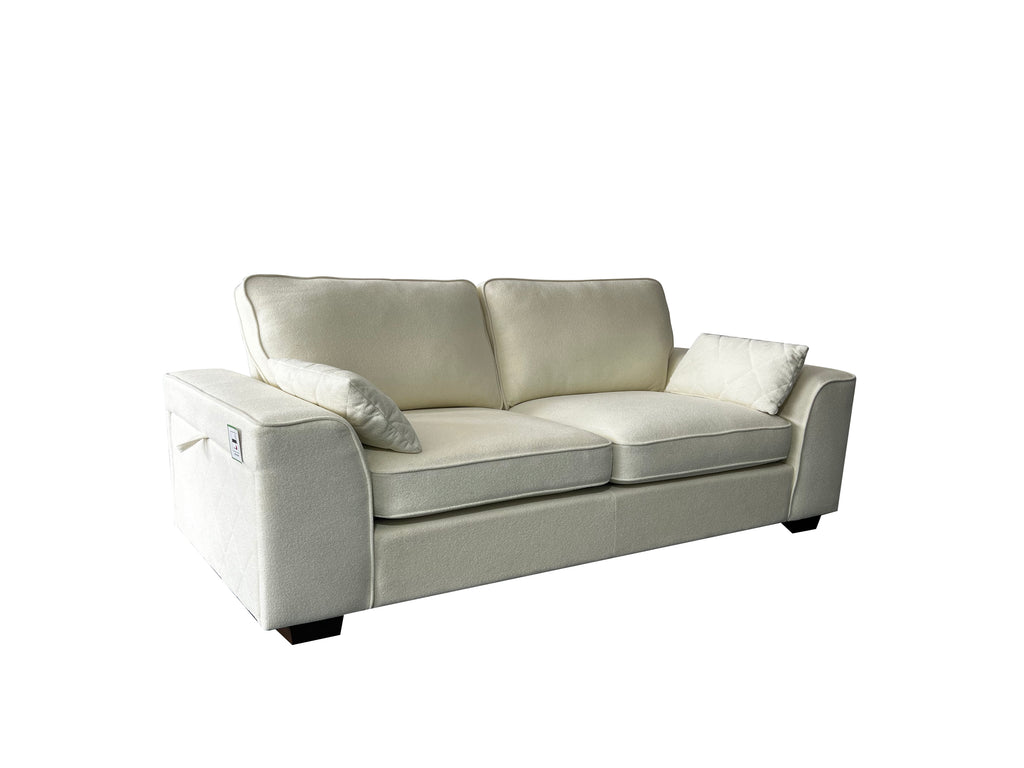 Henley 3 Seater Sofa Set with Cupholder on Side and and Storage Cream