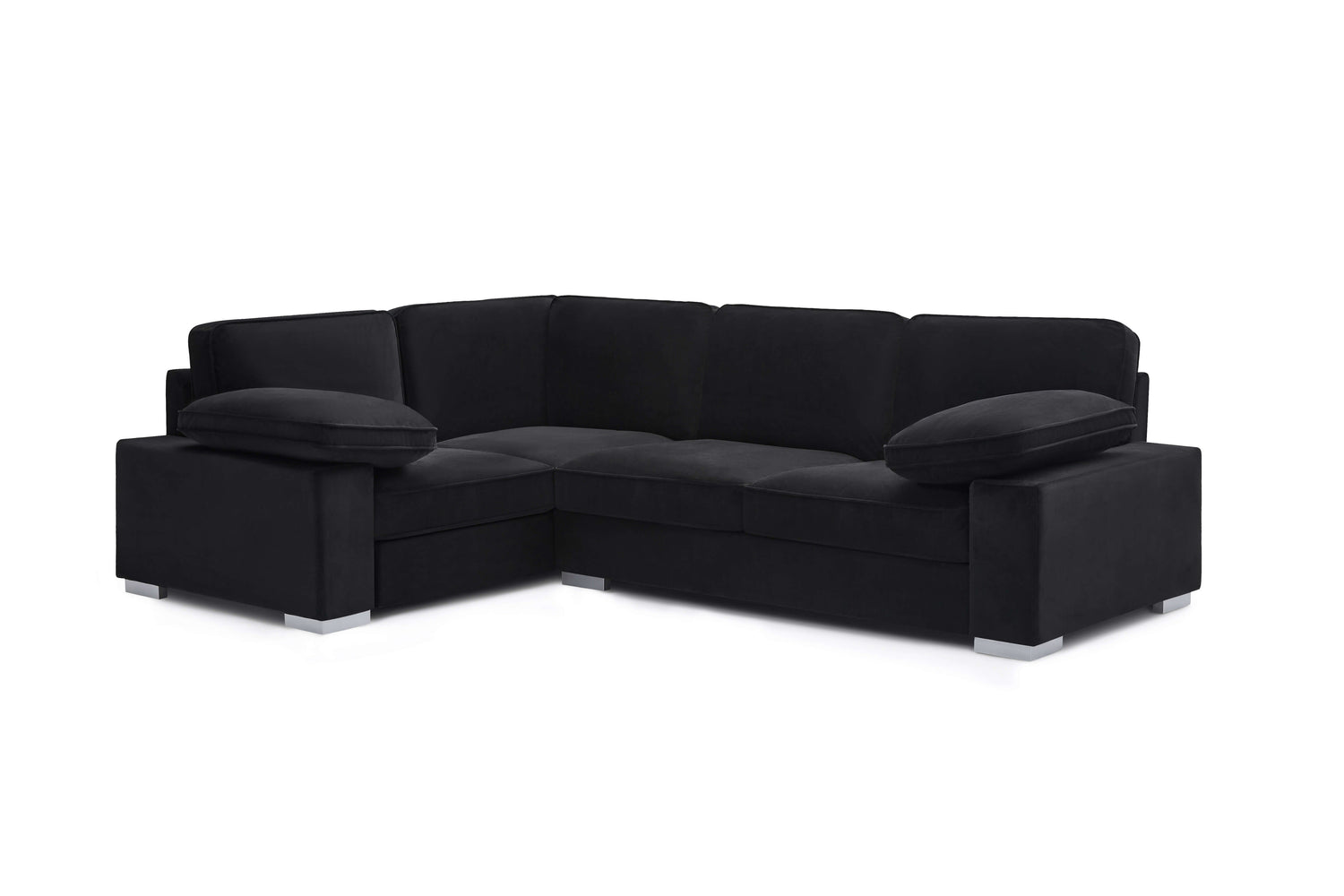 Ascot Left Hand Corner Sofa – Plush Black Velvet