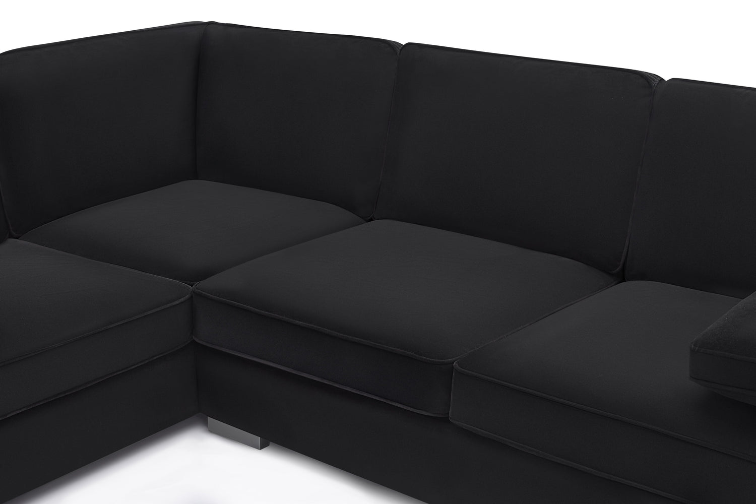Ascot Left Hand Corner Sofa – Plush Black Velvet