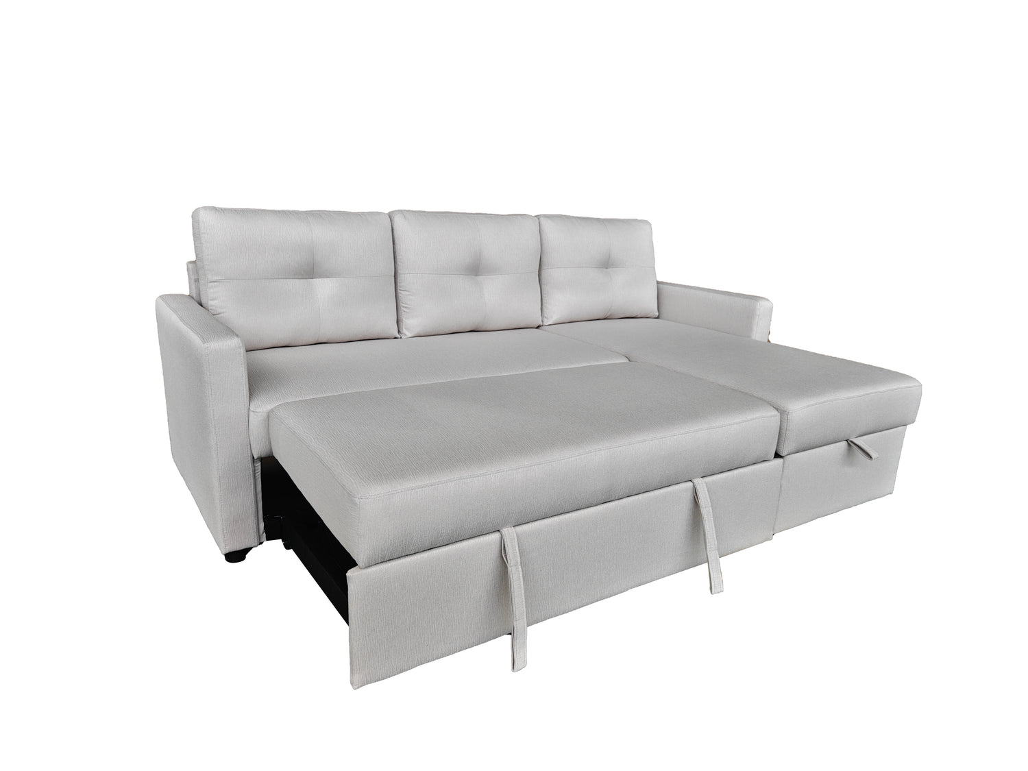 Retro Universal Corner Pull Out Sofa bed with storage chase Silver