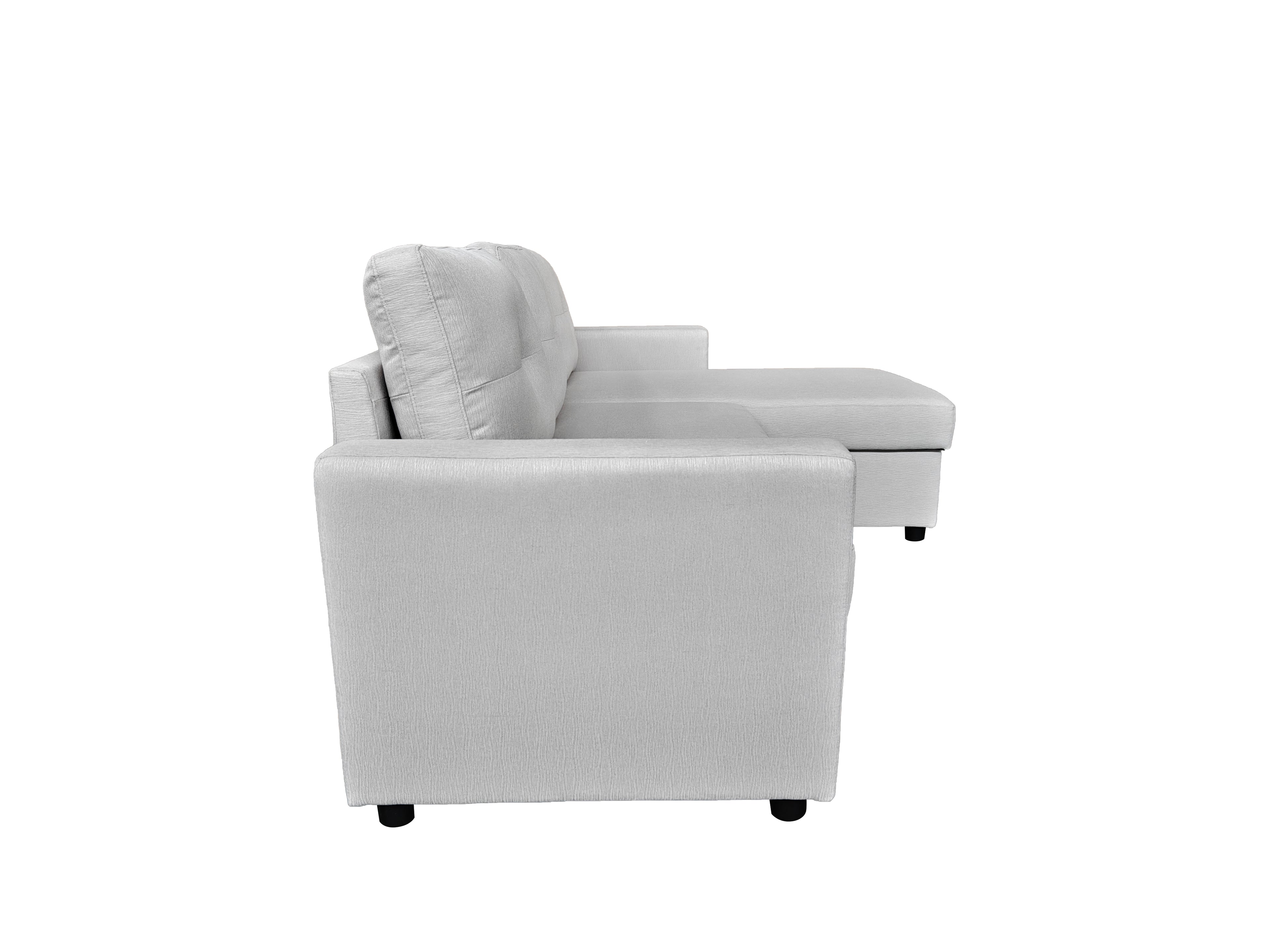 Retro Universal Corner Pull Out Sofa bed with storage chase Silver