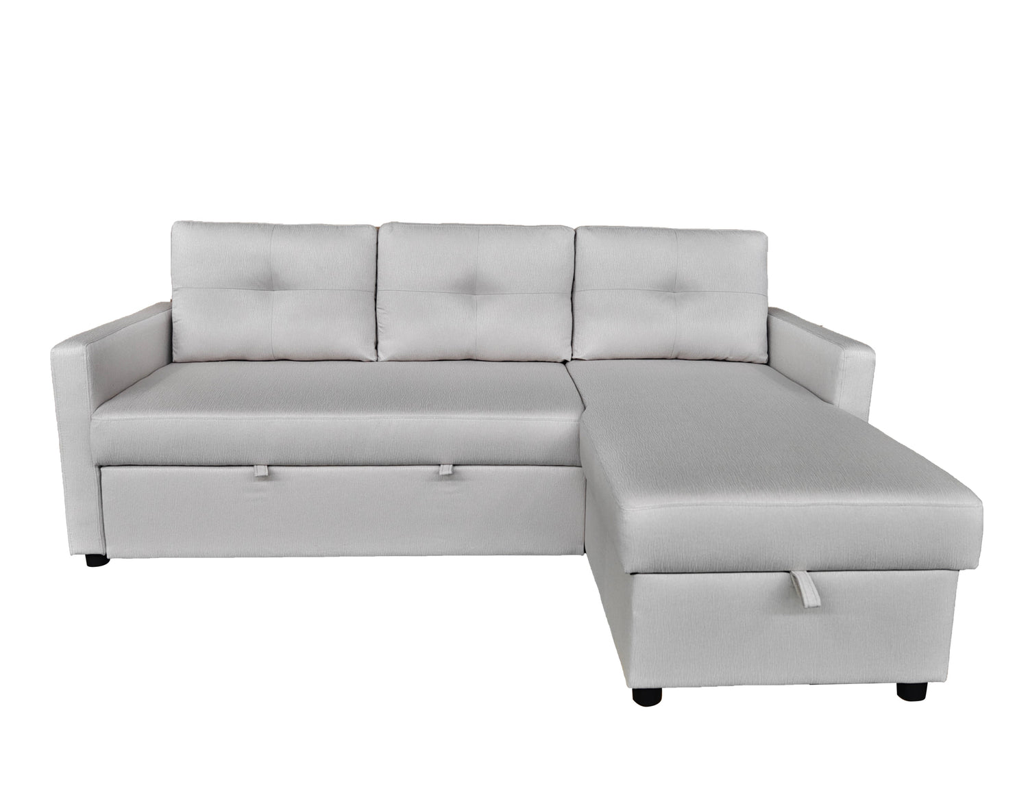 Retro Universal Corner Pull Out Sofa bed with storage chase Silver