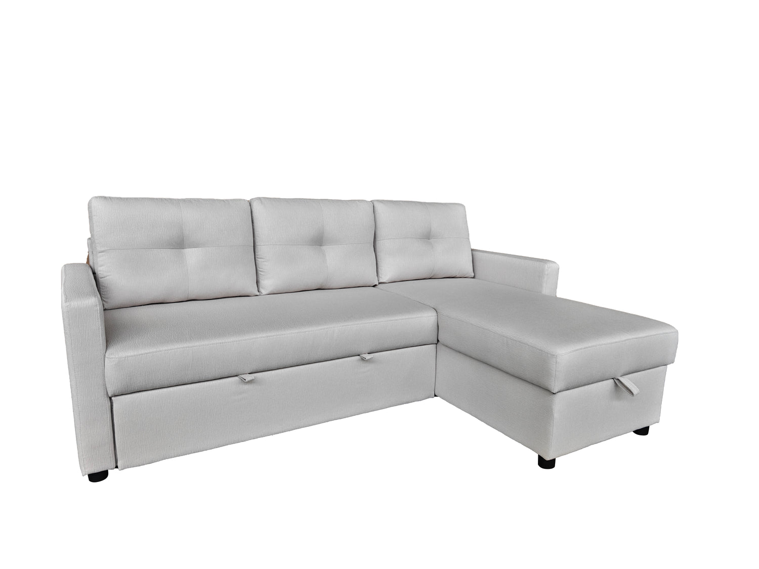 Retro Universal Corner Pull Out Sofa bed with storage chase Silver