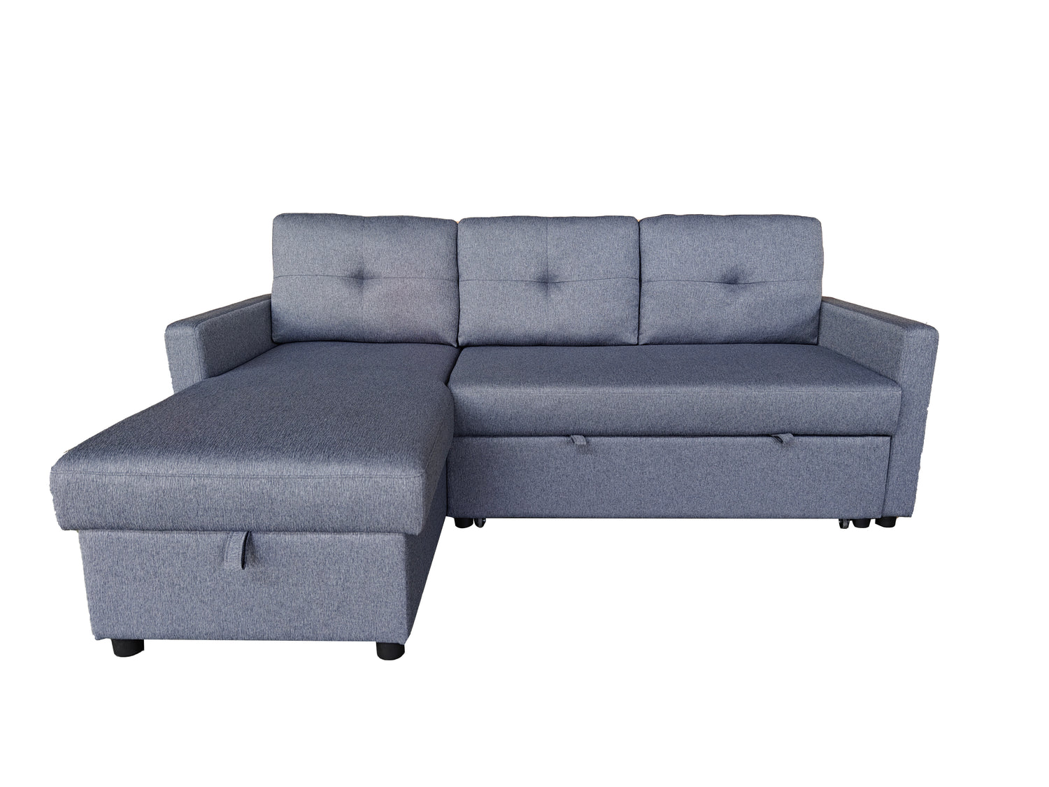 Retro Universal Corner Pull Out Sofa bed with storage chase Grey