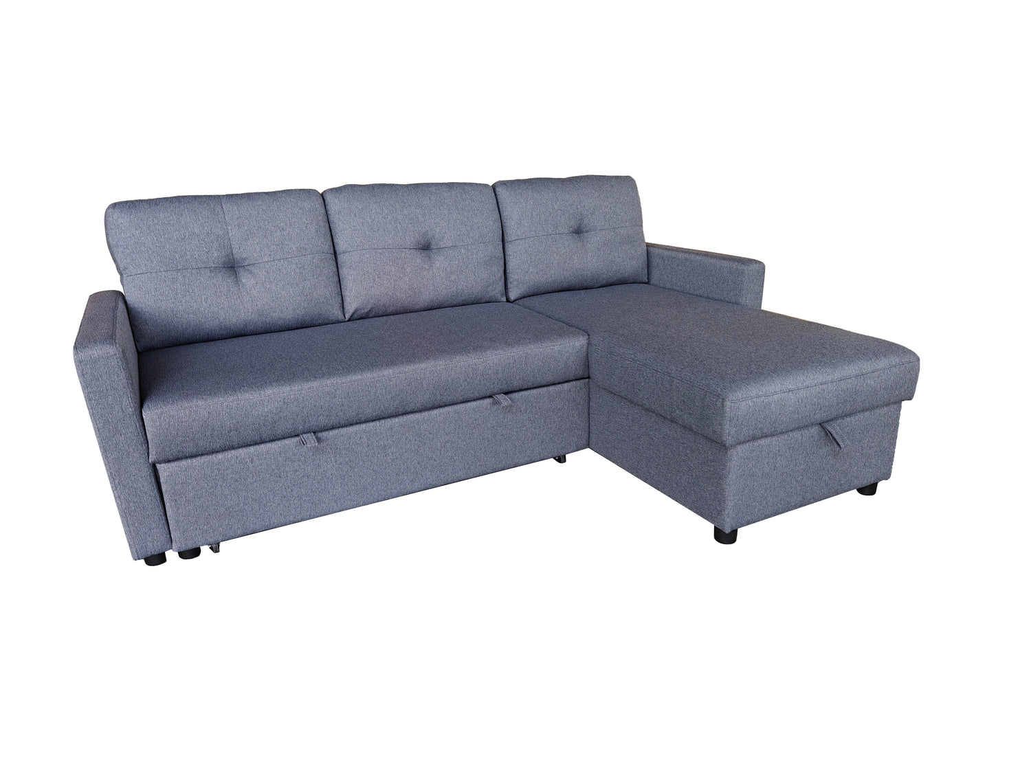 Retro Universal Corner Pull Out Sofa bed with storage chase Grey