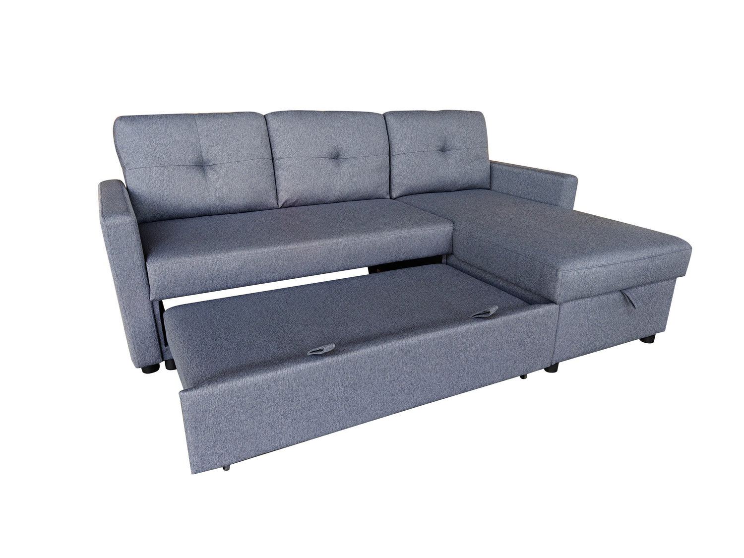 Retro Universal Corner Pull Out Sofa bed with storage chase Grey