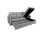 Retro Universal Corner Pull Out Sofa bed with storage chase Silver