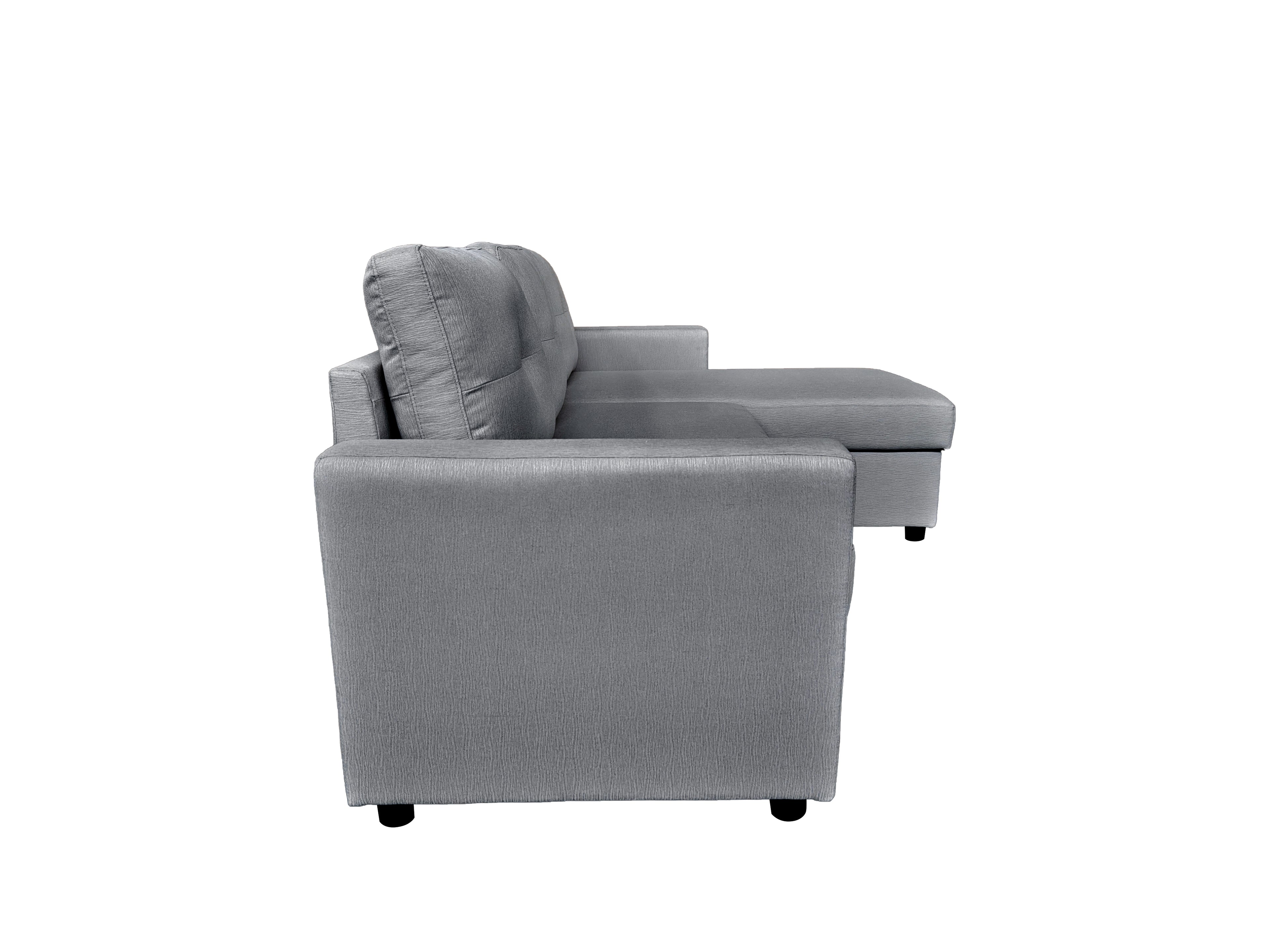 Retro Universal Corner Pull Out Sofa bed with storage chase Silver